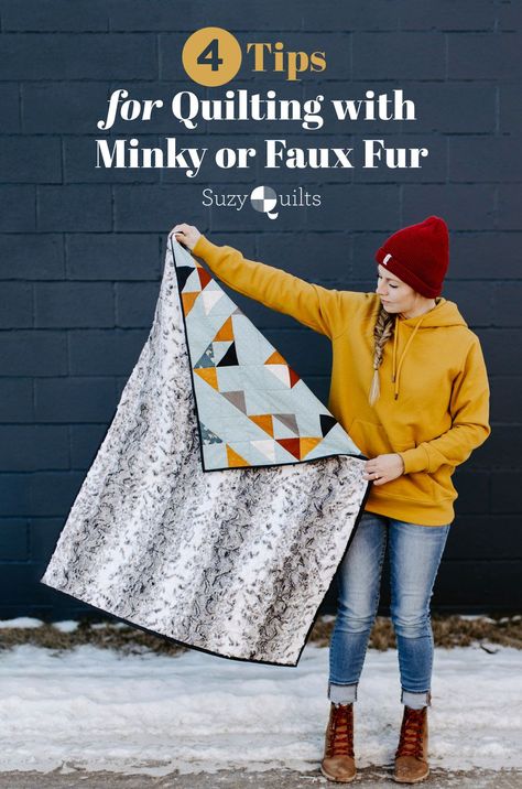 If you follow these tips from suzyquilts.com, quilting with minky or faux fur will be a breeze! So go pick up a couple yards of Cuddle fabric, grab a quilt top (you know you have some laying around waiting for backing) and quilt it up! You'll be snuggled on the couch with your new favorite quilt in no time. #modernquilts #quiltingtutorial #quiltinghacks Mountain Quilt Pattern, Backing A Quilt, Minky Quilt, Suzy Quilts, Quilt Tips, Quilt Pattern Download, Sewing Circles, Handmade Baby Quilts, Pretty Quilt