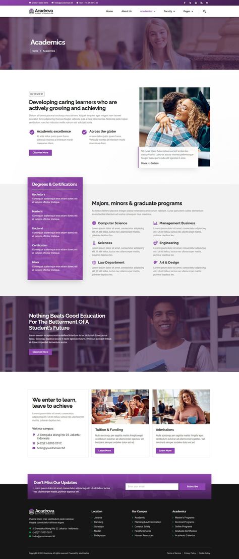 Acadrova - University & School Education Elementor Pro Template Kit Easy Website Design, School Website Templates, Web Design School, Online Portfolio Design, School Websites, Corporate Website Design, Web Design Examples, School Site, Blog Websites