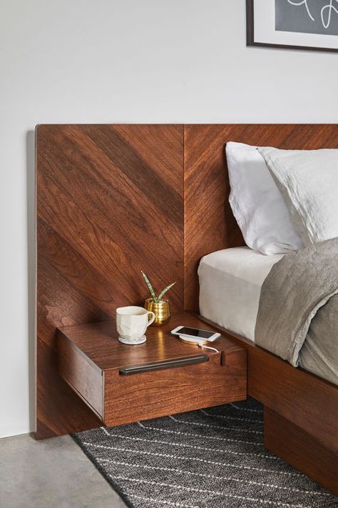 Our bedroom collections bring mid-century flare and practical storage solutions. Whether a guest bedroom or your personal chambers, these contemporary styles offer relaxation and reprieve. #WabiSabi #WabiBedroom #BedroomInspo Walnut Bedroom Ideas, Bedroom Storage Solutions, Modern Bedroom Storage, Walnut Bedroom, Tractor Design, Condo Bedroom, Headboard With Shelves, Storage Solutions Bedroom, Modern Bed Frame