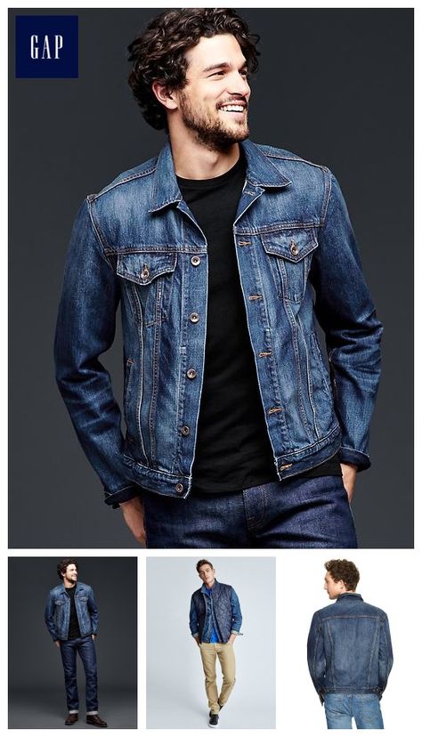 1969 heritage denim jacket (medium blue wash) Jacket Outfits Men, Denim Jacket Men Style, Blue Denim Jacket Outfit, Blue Jean Jacket Outfits, Jean Jacket Outfits Men, Denim Outfit Men, Blue Jean Outfits, Jean Jacket Outfits, Fitted Denim Jacket