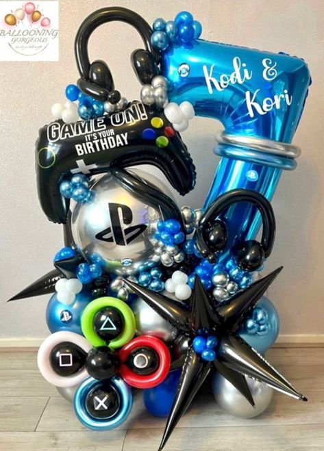 Gaming Balloon Bouquet, Gamer Balloon Decor, Number 7 Balloon Decoration, Video Game Balloon Bouquet, Gaming Balloon Garland, Video Game Balloon Arch, Gamer Bouquet, Gamer Balloon Bouquet, Fortnite Balloon Garland