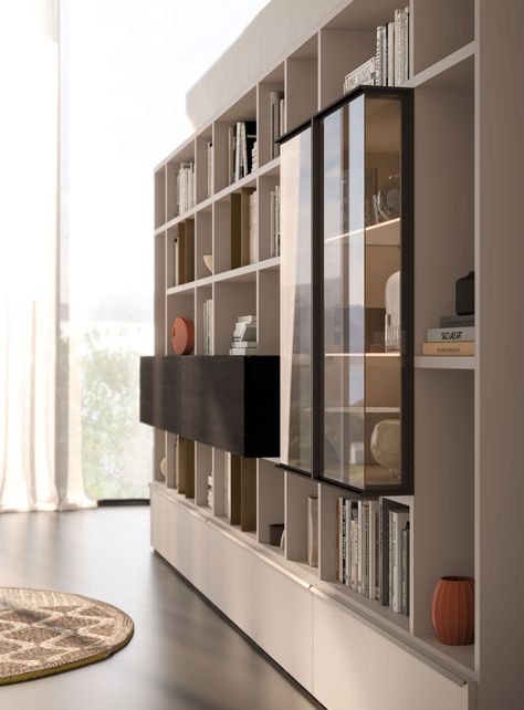 Day 34-23 Logico Bookcase Wall Unit | Orme Design | Room Furniture – My Italian Living Lounge Wall Unit, Modern Built In Bookshelves, Dining Room Bookcase, Modular Bookcase, Bookcase Wall Unit, Console Table Living Room, Italian Living, Teen Furniture, Bookcase Design