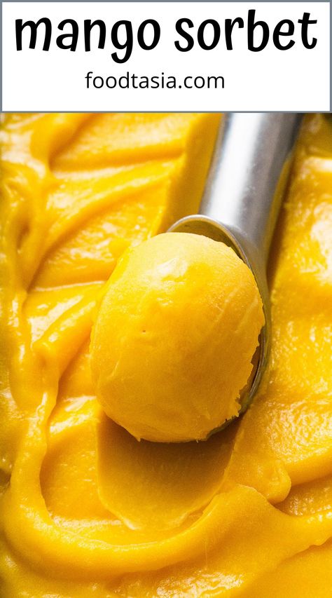 Mango Sorbet Recipe, Sorbet Ice Cream, Mango Sorbet, Sorbet Recipes, Mango Flavor, Mango Recipes, Ice Cream Machine, Homemade Ice, Homemade Ice Cream