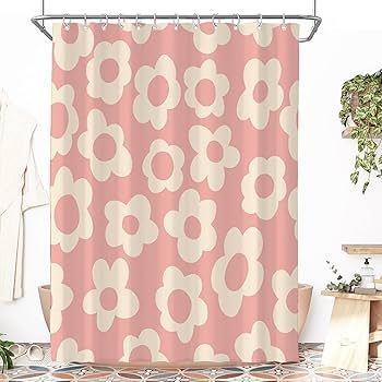 Visioun Pink Cute Retro Floral Abstract Flower Shower Curtain for Bathroom 72W*72H Inch 70s Lovely Vintage Aesthetic Funky Bathtub Decor Modern Trendy Waterproof Polyester Fabric Set with 12 Hooks : Amazon.ca: Home Aesthetic Bathtub, Van Curtains, Pink 70s, Bathtub Sizes, Retro Shower Curtain, Patio Door Curtains, Abstract Aesthetic, Bathtub Decor, Stall Shower Curtain