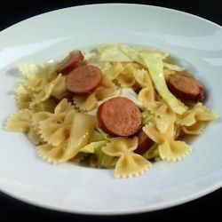 Cabbage and Smoked Sausage Pasta - Allrecipes.com Smoked Sausage Recipes Pasta, Cabbage And Smoked Sausage, Smoked Sausage Pasta, Quick Pasta Dishes, Smoked Sausage Recipes, Bow Tie Pasta, Sausage Pasta Recipes, Cabbage And Sausage, Quick Pasta