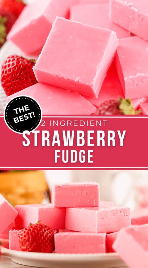 This 2 ingredient strawberry fudge takes only a few ingredients and less than five minutes to make. If you want a simple sweet treat to give to the people that you love, than you have to try this easy fudge recipe. Simple 3 Ingredient Recipes, Cheap Sweets Recipes, Easy Things To Bake 3 Ingredients, Dessert Recipes 3 Ingredients, Easy Desserts With Basic Ingredients, Easy Fudge Recipe 2 Ingredients, Easy Deserts To Make 3 Ingredients, Really Good Easy Desserts, Cheap Sweets To Make