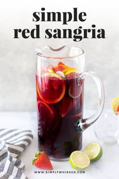 Cocktail For A Crowd, Red Sangria Recipe, Best Sangria Recipe, Summer Sangria Recipes, Homemade Sangria, Red Sangria Recipes, Easy Sangria Recipes, Red Wine Sangria, Berry Sangria