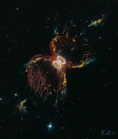 Southern Crab Nebula by Keyla Damaer Hubble's Draw To Life Challenge - Summer 2019 Take a Hubble image and transform it through the power of your imagination. Southern Crab Nebula, Crab Nebula, Planetary Nebula, Nebula Wallpaper, Hubble Images, Space Pictures, Deep Space, Space And Astronomy, Science Art