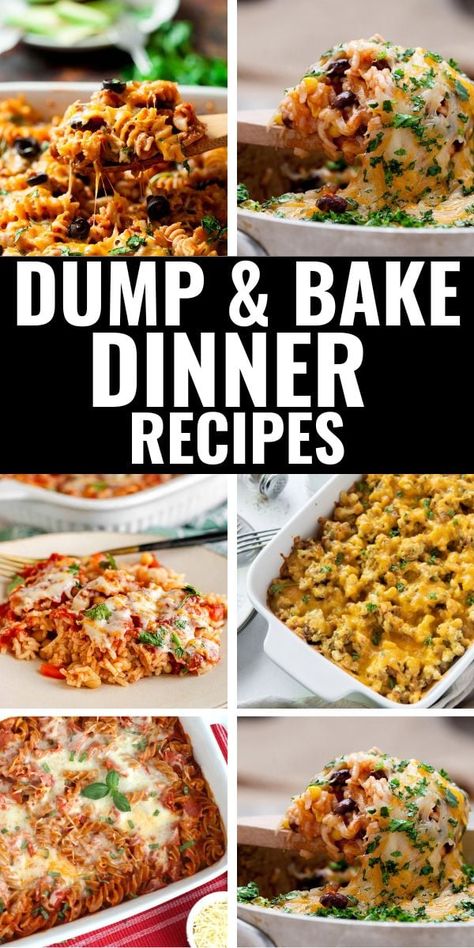 Baked Supper Ideas, Prep Now Bake Later Meals, One Pan Bake Dinners, Oven Baked Meals Simple, Easy Prepped Dinners, Dump And Cook Recipes, Easy Dump And Go Casseroles, Casserole Dump Recipes, Easy Prep Casseroles