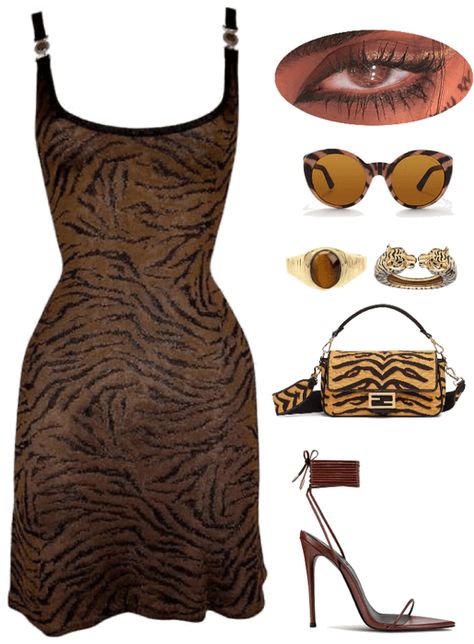 Tiger Outfit Women, Leo Birthday Outfit, Tiger Dress Outfit, Tiger Clothes, Safari Outfit Women, Tiger Outfit, Tiger Dress, Outing Outfit, Year Of The Tiger