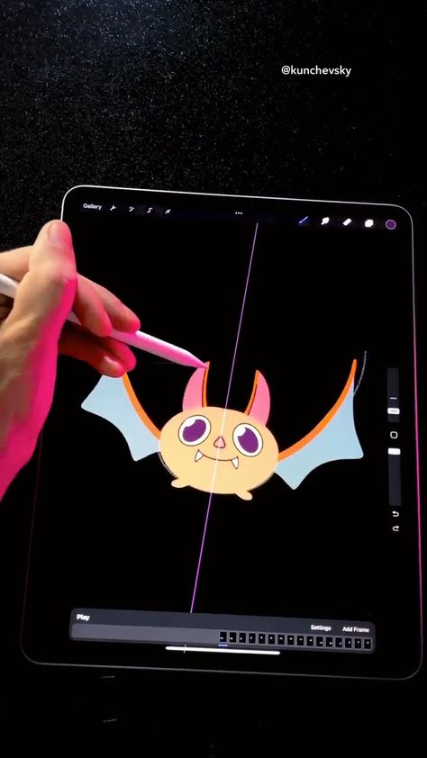 Awesome Bat animation 😍😍 | ( name of app is:  procreate ) | drawing | painting | digital art Apps For Animation, How To Draw Bats, Big Things To Draw, Ipad Art Procreate Illustrations, Bat Animation, Procreate Animations, Digital Art Videos, Apps For Drawing, Apps For Artists