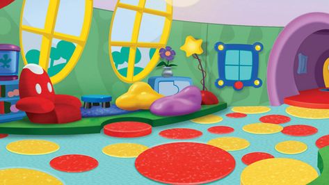 Inside of the Clubhouse Mickey Mouse Clubhouse Room, Zoom Wallpaper, Mickey Mouse Room, Mickey Mouse Background, Mickey Mouse House, Mickey Clubhouse, Fiesta Mickey Mouse, Disney Mickey Mouse Clubhouse, Mickey Mouse Pins