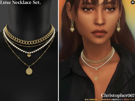 Luxe Necklace, Sims 4 Tsr, Sims 4 Piercings, Lavish Jewelry, The Sims 4 Packs, Sims Four, Sims 4 Collections, Sims Hair, Layered Chains