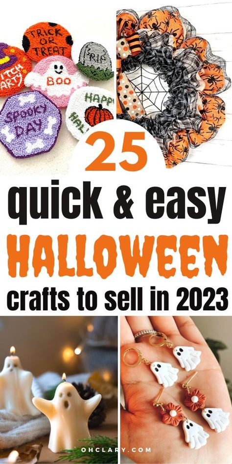 halloween crafts to make and sell Halloween Crafts To Make, Unique Halloween Crafts, Cheap Halloween Crafts, Craft Fair Ideas To Sell, Diy Halloween Gifts, Fall Craft Fairs, Halloween Crafts To Sell, Easy Diy Ideas, Quick And Easy Crafts