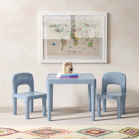 Mack & Milo™ Edwardo Kids Square Play Table and Chair Set | Wayfair Scandi Dining Room, Kids Table Chair Set, Kids Play Table, Kids Activity Table, Toddler Table And Chairs, Youth Furniture, Toddler Table, Table And Chair Set, Plastic Table