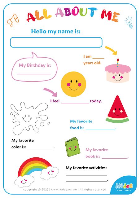 all about me preschool theme All About Me For Kindergarten, All About Me For Preschoolers, All About Me Printable Free Preschool, Preschool Portfolio Ideas, Cda Portfolio, Preschool Portfolio, All About Me Preschool Theme, Me Preschool Theme, About Me Poster