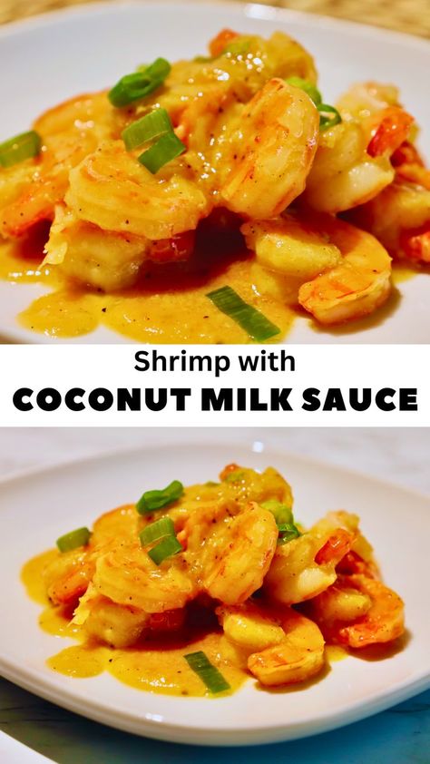 coconut milk recipe, shrimp recipe, shrimp with savory coconut milk sauce Coconut Milk Shrimp Recipe, Shrimp Sauce Recipes, Shrimp Coconut Milk, Shrimp Sauce, Coconut Milk Recipes, Coconut Sauce, Hot Sauce Recipes, Coconut Recipes, Milk Recipes