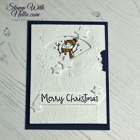 Wintry 3d Embossing Folder, Card Making Ideas Easy, Snowman Cards, Cute Snowman, Christmas Cards Handmade, Post It Notes, Embossing Folder, Stampin Up Cards, Hello Everyone