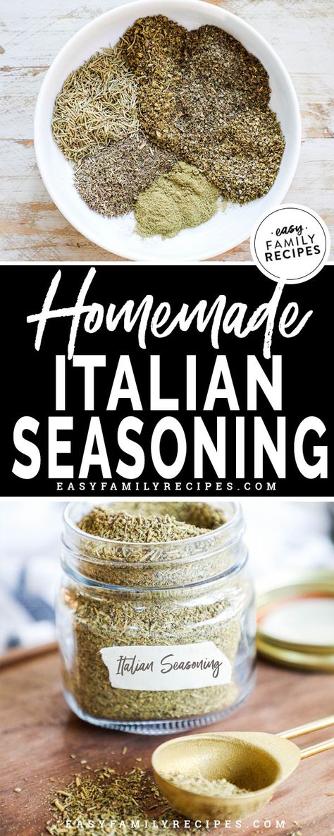 Homemade Italian Seasoning is EASIER than you think! You can make a batch of this seasoning mix and keep it for up to a year. Then anytime you need Italian Seasoning you can have it on hand and ready to go! This easy Italian Seasoning Mix recipe gives you the classic combination for perfect Italian seasoning. Bonus, it is naturally a gluten free, diary free, low carb, paleo and whole30 compliant spice mix! Essen, Recipe For Italian Seasoning, Italian Seasoning Mix Recipe, Bulk Mixes, Bulk Recipes, Italian Seasoning Blend, Italian Seasoning Recipe, Homemade Italian Seasoning, Homemade Dry Mixes