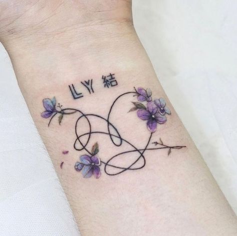 Wrist Tattoos, Bts Tattoo Ideas, Lilac Tattoo, Bts Tattoo, Love Yourself Tattoo, Army Tattoos, Tattoos Mandala, Inspiration Tattoos, Tattoos Geometric