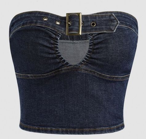 Bustier Top Outfits Classy, Upcycle Jeans Skirt, Vestiti In Jeans, Denim Cowgirl, Denim Tube Top, Crop Tube Top, Denim Vests, Corset Fashion, Corporate Wear