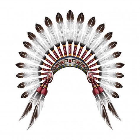 Native American Headdress Tattoo, American Indian Headdress, Chief Headdress, Headdress Tattoo, Native Symbols, Chiefs Headdress, Native American Feathers, Native American Tattoo, Native American Tattoos