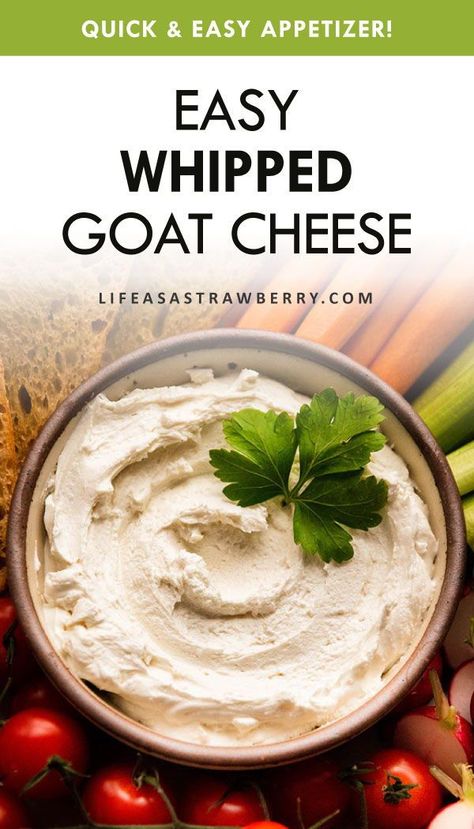 Whipped Goat Cheese - This easy goat cheese dip is ready in just a few minutes with goat cheese, cream cheese, and a pinch of salt. Use it as an easy appetizer spread for crostini, serve it with veggies or bruschetta, or use it as the base for an easy beet salad or roasted cauliflower! One of our favorite goat cheese recipes, and perfect with pasta, pizza, eggs, and more. Creamy Goat Cheese Dip, Easy Beet Salad, Whipped Goat Cheese Dip, Pizza Eggs, Tomato Tarts, Crostini Appetizer, Goat Cheese Dip, Goat Cheese Appetizer, Cheese Appetizer