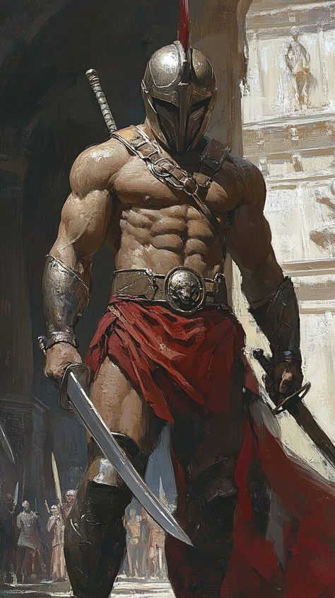 Roman Warrior Art, Spear Warrior, Gladiator Art, Gladiator Movie, Arte Viking, Warriors Pictures, Persian Warrior, Egypt Concept Art, Become A Better Person