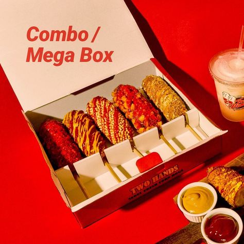 Corn Dog Packaging, Food Festival Design, Korean Corn Dog, Korean Corn, Fried Chicken Restaurant, Mini Corn Dogs, Chicken Boxes, Lunch Sides, Food Business Ideas