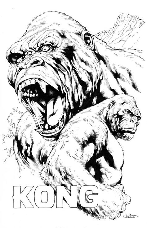 Island Coloring Pages, King Kong Skull Island, King Kong Movie, Kong Skull Island, King Kong Art, King Kong Vs Godzilla, Kong Godzilla, Gorillas Art, Gorilla Tattoo