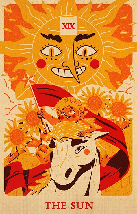 Kartu Tarot, Sun Tarot Card, The Sun Tarot Card, The Sun Tarot, Japon Illustration, Tarot Cards Art, Tarot Art, Major Arcana, E Card