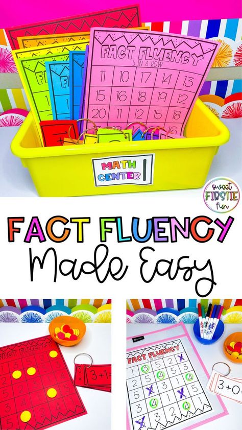 Addition Fluency First Grade, 1st Grade Math Fluency Practice, Addition Math Centers First Grade, No Prep Centers First Grade, Math Facts Practice First Grade, Math Fluency Kindergarten, 1st Grade Hands On Activities, Math Fact Fluency First Grade, Math Addition Games Second Grade