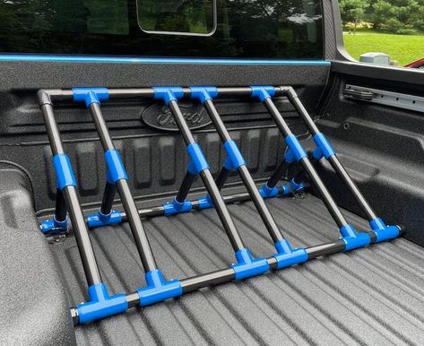 Pvc Bike Racks, Truck Bed Bike Rack, Truck Bed Rack, Truck Bike Rack, Diy Truck Bedding, Diy Bike Rack, Diy Storage Shed Plans, Simple Bike, Bed Rack