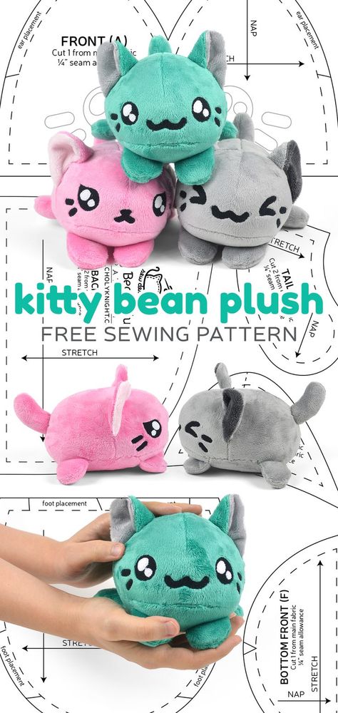 Diy Plushies Patterns Free, Easy Plushies Diy, Choly Knight, Diy Plush, Animal Sewing Patterns, Plushie Patterns, Sewing Stuffed Animals, Free Sewing Pattern, Trendy Sewing