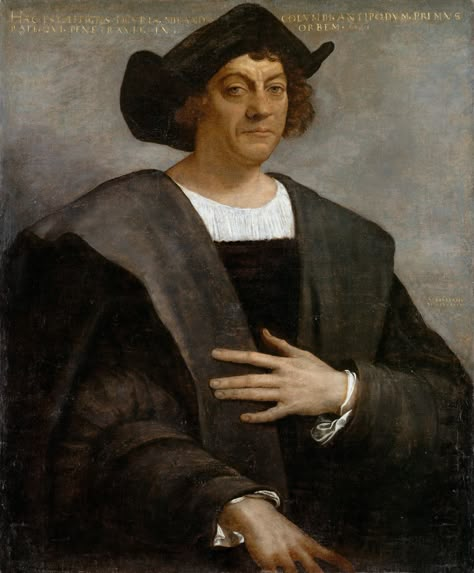 a painting of a man assumed to be christopher columbus Christopher Columbus Facts, Social Studies Education, Portrait Vintage, Christopher Columbus, Columbus Day, Miami Vice, Winston Churchill, Vintage Portraits, Aragon