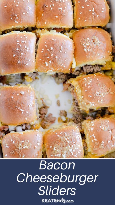 These Bacon Cheeseburger Sliders are so easy to throw together for a crowd and perfect for game day! Tennis Food, Bacon Cheeseburger Sliders, Easy Quick Dinners, Turkey Chops, Cheeseburger Sliders, Easy Bacon, Dips Appetizers, Slider Recipes, Hamburger Meat