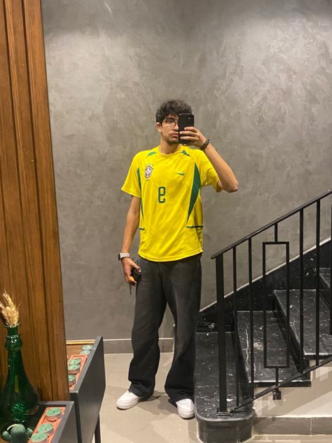 Ronaldo Jersey Outfit, Vintage Jersey Outfit Men, Retro Soccer Jersey Outfit Men, Brazil Soccer Jersey Outfit, Polo Jersey Outfit, Brazil Shirt Outfit Men, Brazil Outfit Men, Brazil Jersey Outfit Men, Retro Soccer Jersey Outfit