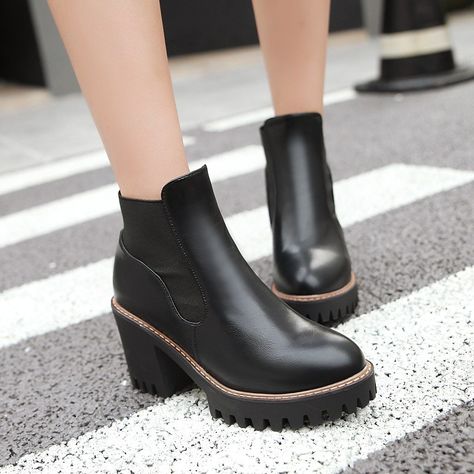 High Heels Ankle Boots, Boots Thick, Fab Shoes, High Heels Shoes, Thick Heel, High Heel Boots Ankle, Leather High Heels, Thick Heels, Heeled Ankle Boots