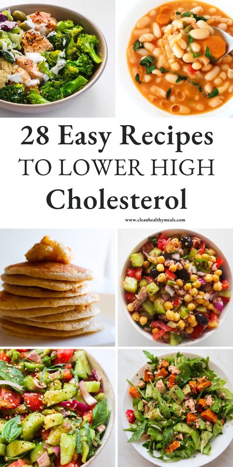 28 Easy Recipes to Lower Cholesterol - Clean Healthy Meals Essen, Recipes To Lower Cholesterol, Low Cholesterol Meal Plan, Low Cholesterol Recipes Dinner, Lower High Cholesterol, Cholesterol Friendly Recipes, Low Cholesterol Diet Plan, Cholesterol Meals, Salade Healthy