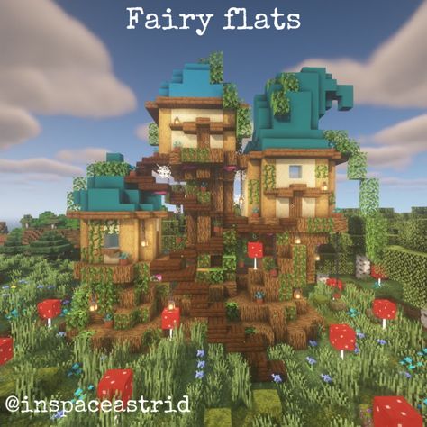 Minecraft Fairy Kingdom, Fairy Hut Minecraft, Fairy Base Minecraft, Cottagecore Fairy Village Minecraft, Minecraft Fairy Village Builds, Minecraft Fairy Farm, Minecraft Fairycore House, Fairy Castle Minecraft, Minecraft Fairycore Builds