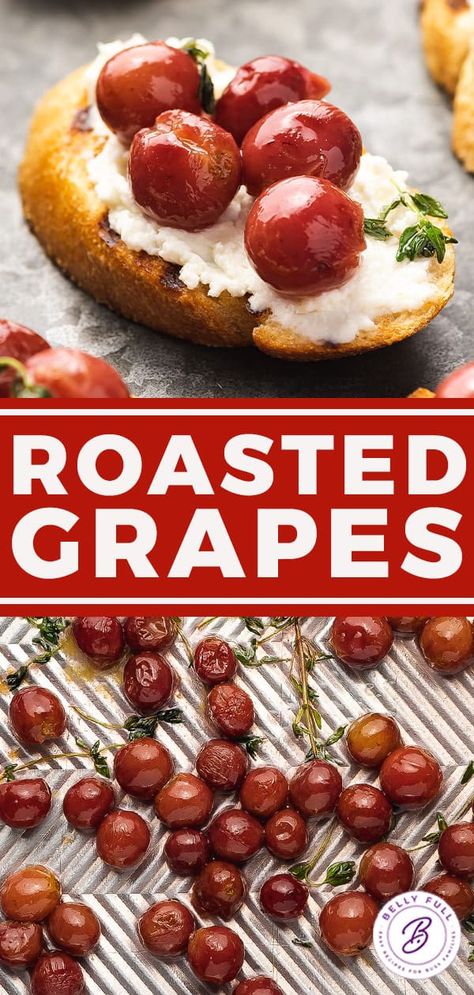 Pioneer Woman Roasted Grapes, Baked Grapes And Cheese, Roasted Grapes Appetizers, Roasted Fruit Recipes, What To Do With Soft Grapes, Old Grapes What To Do With, Roasted Grape Salad, Red Grape Recipes, Air Fryer Grapes