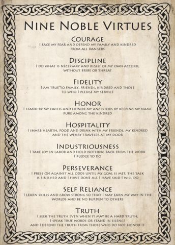 9 Noble Virtues, Nine Noble Virtues, Noble Virtues, Writing Basics, Empath Traits, Year Journal, Viking Quotes, Inner Journey, Decision Tree