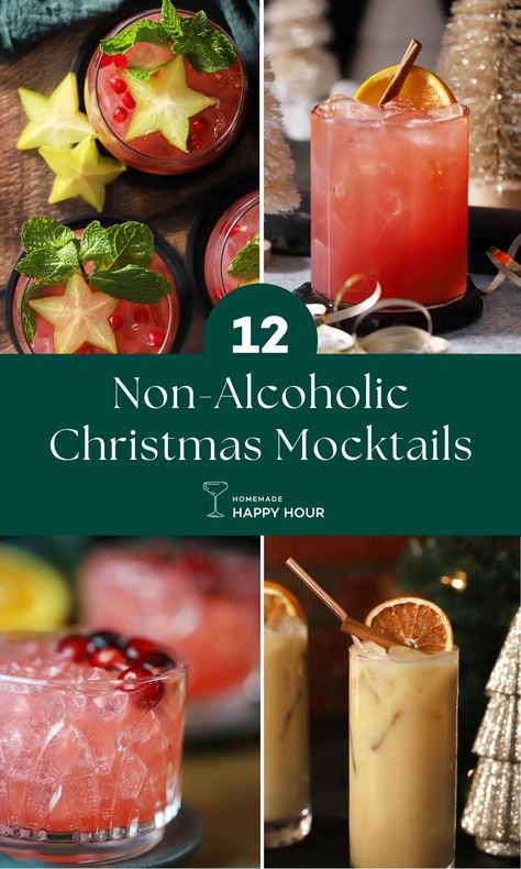 These non-alcoholic Christmas mocktails are thoughtfully built using fresh, simple ingredients to craft a festive drink for everyone at your holiday table. White Christmas Mocktails Non Alcoholic, Quick Mocktail Recipe, Juice Mocktails Nonalcoholic, Mocktail Recipe Monin, Cheap Mocktails Non Alcoholic, Non Alcoholic Batch Drinks, Non Carbonated Mock Tails, Frozen Mocktails Non Alcoholic, Mock Cocktails Non Alcoholic