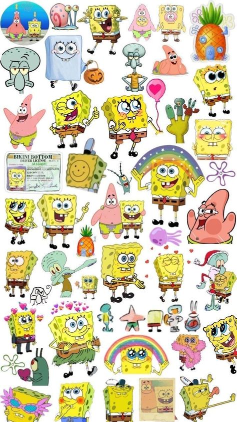 Spongebob Stickers, Disney Stickers Printables, Pola Jaring, Spongebob Birthday Party, Preppy Stickers, Homemade Stickers, Cute Disney Drawings, Tumblr Stickers, Disney Sticker