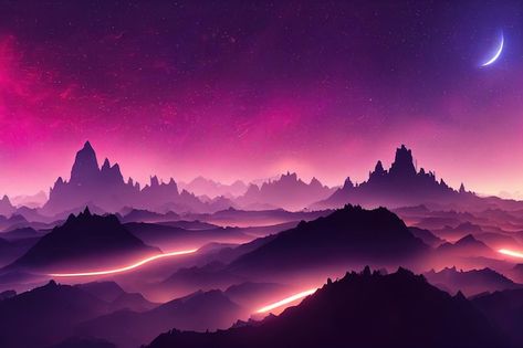 Futuristic fantasy landscape scifi lands... | Premium Photo #Freepik #photo #concept-art #galaxy-poster #retro-futuristic #surrealism Futuristic Surrealism, Scifi Wallpaper, Light Digital Art, Scifi Landscape, Art Style Painting, Photo Concept, Galaxy Poster, Futuristic Art, Psd Icon