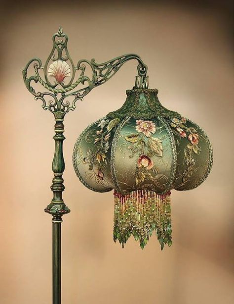 Gorgeous Victorian reproduction floor lamp . . . Victorian Lamp, Shabby Chic Lamp Shades, Victorian Lamps, Decoration Shabby, Chic Lamp, Victorian Lampshades, Shabby Chic Lamps, Tiffany Lamp, Victorian Furniture