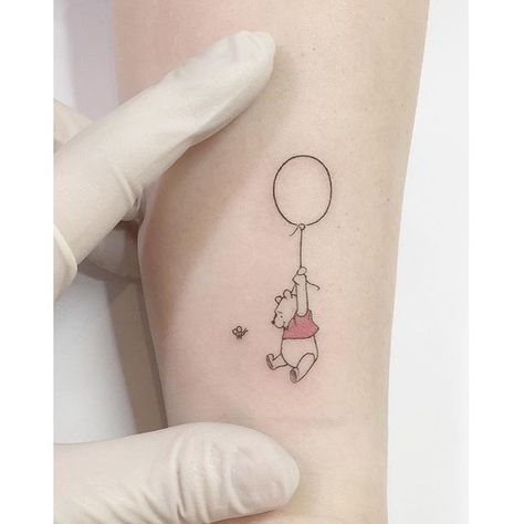 Thoughtful Tattoos, Tiny Disney Tattoo, Winnie The Pooh Tattoo, Pooh Tattoo, Winnie The Pooh Tattoos, Disney Inspired Tattoos, Playground Tattoo, Inspiring Tattoos, Didney Worl