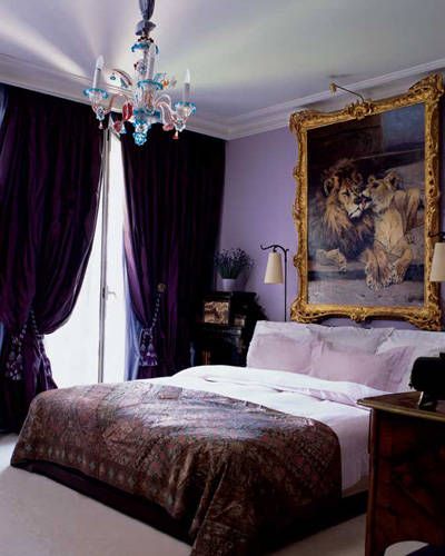 Dream Bedroom...big cats over the bed...yes. Giant Painting, Giant Lion, Purple Bedroom Design, Lion Portrait, Lavender Wall, Living Colors, Purple Home Decor, Home Decor Catalogs, Purple Bedrooms