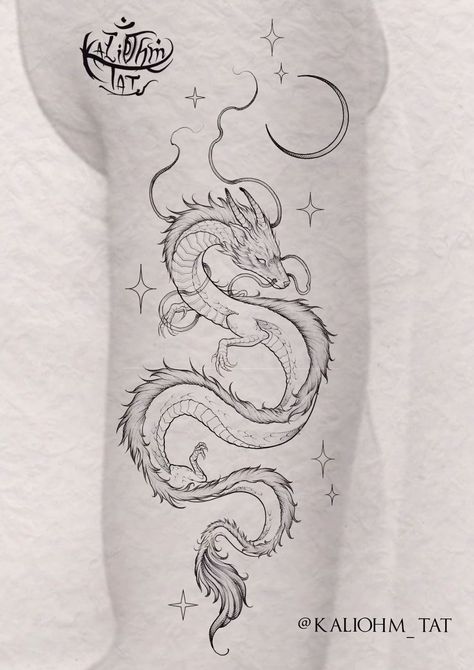 Japan Dragon Tattoo, Dragon Thigh Tattoo, Dragon Tattoo Stencil, Dragon Tattoo Drawing, Dragon Tattoo Sketch, Dragon Tattoo Art, Chinese Dragon Tattoos, Circle Tattoo, Back Of Neck Tattoo