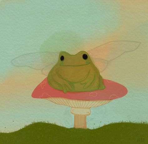 Flying Frog, Frog Illustration, Frog Drawing, A Frog, Cute Animal Drawings, Animal Drawings, Follow Me, Drawings